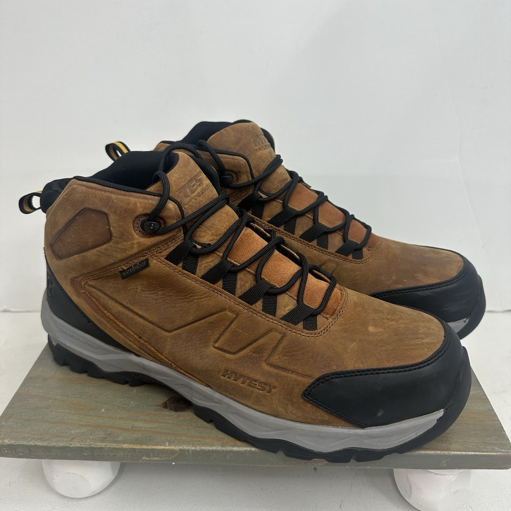Hytest Boots Mens Size 15 M Powerhaul Steel Toe Work Brown Leather Waterproof